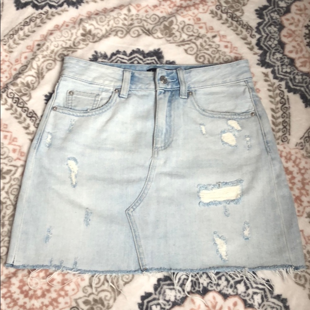 light blue mini skirt